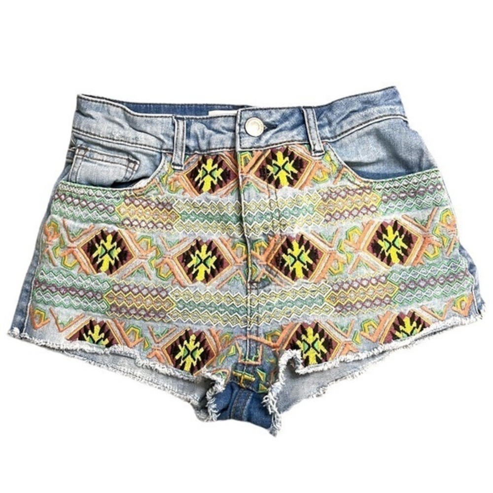Topshop Moto Embroidered Shorts